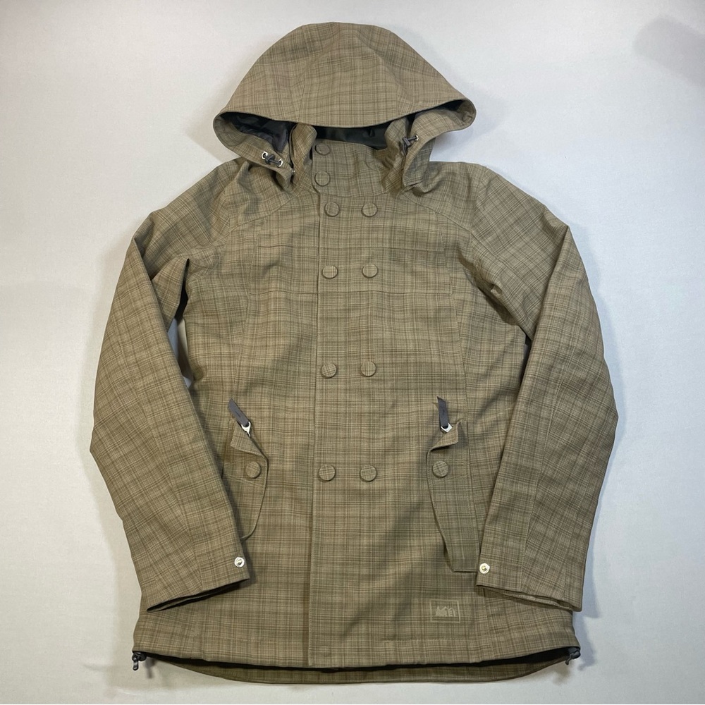 REI Co-op Madrona Jacket w/ Hood, Rain & Wind Proof,Green Plaid - Womens Small